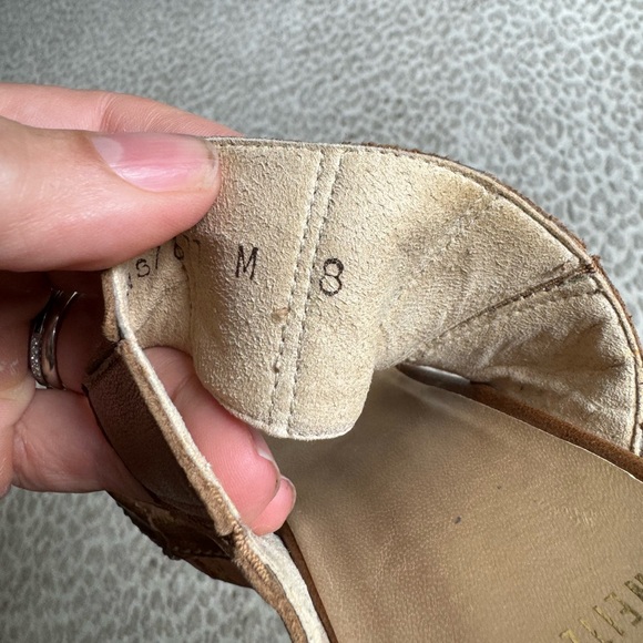 Stuart Weitzman Tan Leather Cork Wedge Sandals, size 8 - Picture 5 of 8